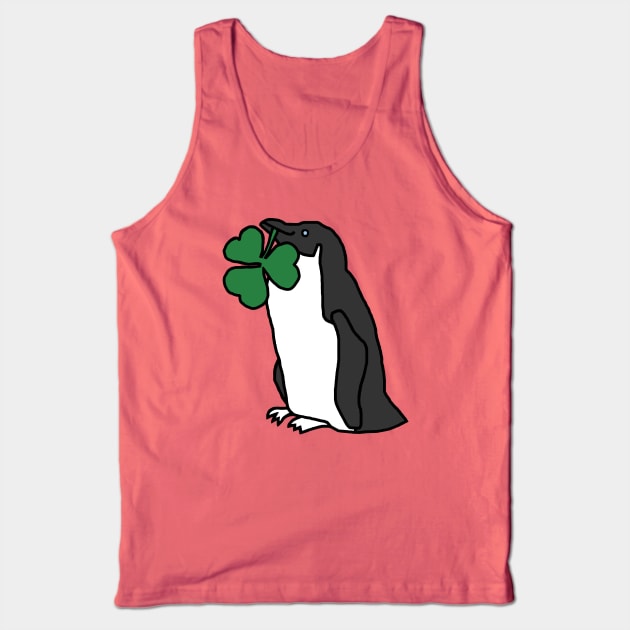 Saint Patricks Day Penguin with Shamrock Tank Top by ellenhenryart